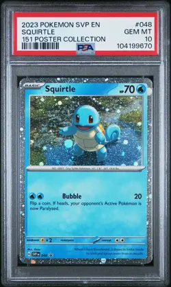 2023 POKEMON SVP EN-SV BLACK STAR PROMO 151 POSTER COLL #048 SQUIRTLE PSA 10 - Image 1
