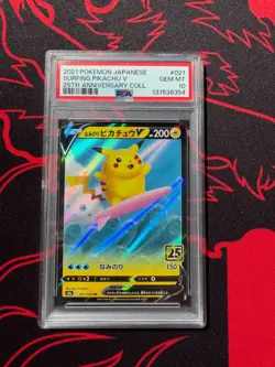 Pokemon Surfing Pikachu V 008/025 PSA 10 Celebrations Fast Ship 25th Anniversary - Image 1
