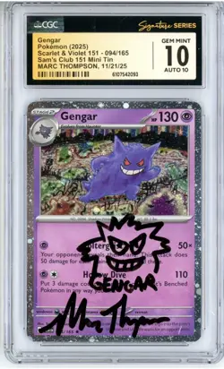CGC 10 Gengar 094/165 Pokemon SV 151 Sam’s Club Cosmos Promo SIGNED gem Mint PSA - Image 1