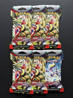 Pokemon TCG - Scarlet & Violet Base - Set of 6 Sleeved Booster Packs - Sealed - Image 1