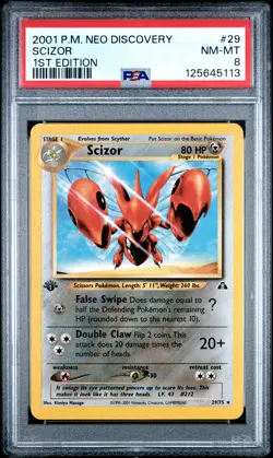 2001 POKEMON NEO DISCOVERY 1ST EDITION #29 SCIZOR PSA 8 - Image 1