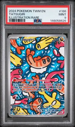 2024 POKEMON TWM EN-TWILIGHT MASQUERADE ILLUSTRATION RARE #186 TATSUGIRI PSA 9 - Image 1