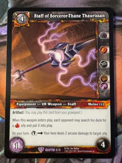 World of Warcraft TCG Promo Crafted 6/9 Staff of Sorceror-Thane Thaurissan - Image 1
