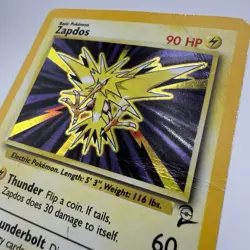 Base Set 2 Zapdos Holo Rare 20/130 DAMAGED vintage Card WOTC Pokemon TCG - Image 3
