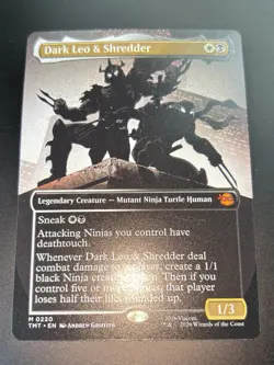 Magic The Gathering CCG TMNT DARK LEO & SHREDDER Borderless Mythic Card M0220 - Image 1