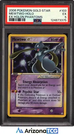 Pokemon 2006 Gold Star Mewtwo 103/110 Holo EX Holon Phantoms PSA 5 - Image 1