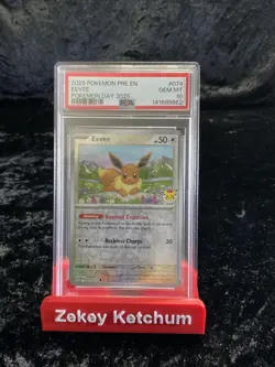 Eevee Prismatic Evolutions 074/131 Holo Pokemon Day 2025 Stamped Promo PSA 10 - Image 1
