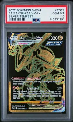2022 Pokemon Sword & Shield Silver Tempest Rayquaza VMAX Fa PSA 10 #TG29 - Image 1