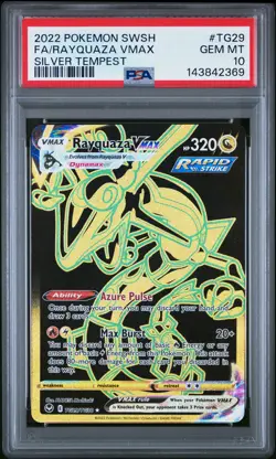 2022 POKEMON SWORD & SHIELD SILVER TEMPEST #TG29 FULL ART/RAYQUAZA VMAX PSA 10 - Image 1