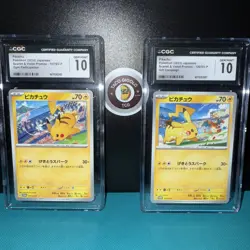 Pokemon Pikachu SV-P Promo CGC 10 Gem Mint Japanese Stadium Art 2-Slab Lot - Image 1