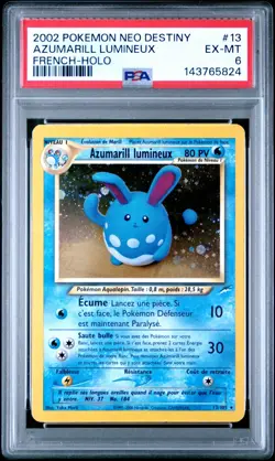2002 POKEMON NEO DESTINY 13 AZUMARILL LUMINEUX-HOLO FRENCH PSA 6 - Image 1