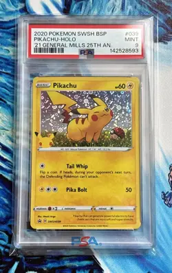 PSA 9 Pokemon 2020 Pikachu - (General Mills) SWSH039 25th Anniversary Stamp - Image 1