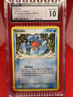 Totodile 78/115 -EX Unseen Forces- CGC GEM MINT 10- Pokemon TCG 2005 Vintage - Image 1