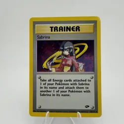 Pokemon TCG Gym Challenge Unlimited #20/132 Sabrina Holo Rare CORNER CREASES - Image 1