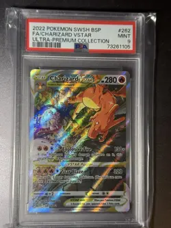 2022 POKEMON SWSH BLACK STAR PROMO #262 FULL ART/CHARIZARD VSTAR PSA 9 - Image 1