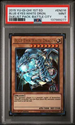 2015 Yu-Gi-Oh! Blue-Eyes White Dragon DPBC 1st Edition Ultra Rare PSA 9 - Image 1