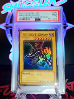 2002 Yu-Gi-Oh! Red Eyes Black Dragon LOB-070 Ultra Rare PSA 9 MINT - Image 2