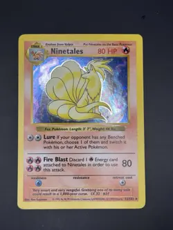 Ninetales - 12/102 - Pokemon Base Set Shadowless Holo Rare Card WOTC LP/NM - Image 1