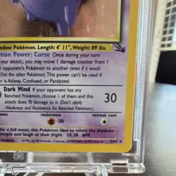 Pokemon Gengar Fossil 5/62 Rare Holo 80 HP Nintendo Card 1999 - Image 4