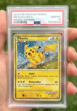 2010 Pokemon German Pikachu World Promo Holo #PM PSA 10 GEM MINT - Image 1