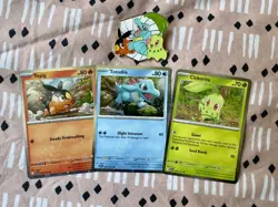 Pokemon TCG Ascended Heroes Promos Totodile, Tepig, Chikorita + Pin Badge. - Image 1