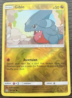 Gible 96/156 Pokemon TCG Sun & Moon Ultra Prism Reverse Holo Light Play LP - Image 1