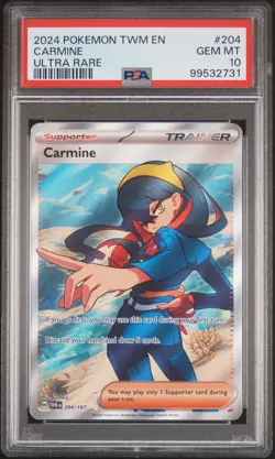 PSA 10 Carmine Ultra Rare #204 2024 Pokemon TWM Twilight Masquerade - Image 1