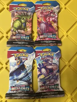 Pokemon TCG Battle Styles Sleeved Booster Art Set 4 Packs - New Factory Sealed - Image 1