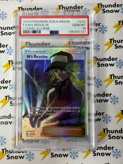 N's Resolve #232 Cosmic Eclipse 2019 Pokemon PSA 10 - Image 1