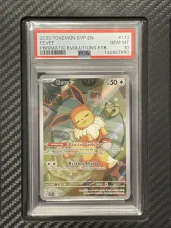 2025 PSA 10 Eevee #173 Prismatic Evolutions ETB Black Star Promo Pokemon TCG S&V - Image 1