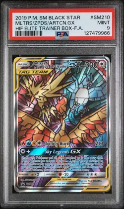 Moltres & Zapdos & Articuno GX SM210 Pokemon TCG Hidden Fates ETB Promo - PSA 9 - Image 2