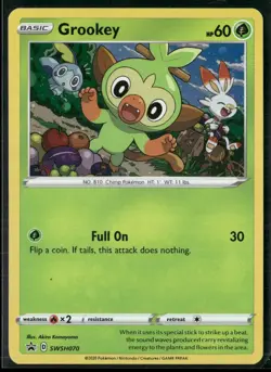 Pokemon - Grookey SWSH070 Promo Cosmos Holo NM HD SWIRL - Image 1