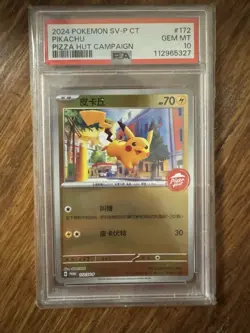 PSA 10 - Pikachu 172/SV-P Pizza Hut Hong Kong Exclusive Campaign Promo Pokemon A - Image 1