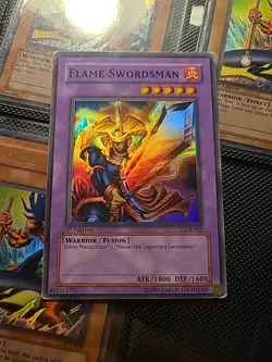 Flame Swordsman 1st Edition LOB-003 Yu-Gi-Oh! [Holofoil Shift Misprint] - Image 1
