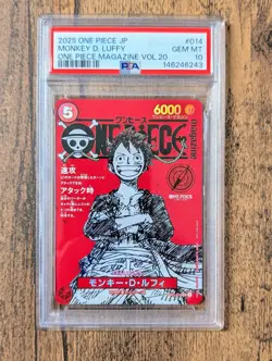 2025 ONE PIECE JPN PROMOS MAGAZINE VOL.20 #014 MONKEY D. LUFFY PSA 10 GEM MT - Image 1