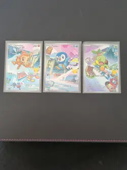 Pokemon TCG First Partner Illustration Collection Cards Turtwig Piplup Chimchar - Image 1
