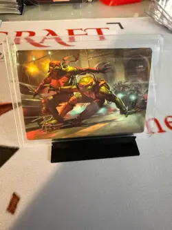 Magic the Gathering- Raph & Mikey, Troublemakers Gold-Signature Stamped Art Card - Image 1