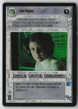 Star Wars CCG Leia Organa 1999 Decipher Card Vintage Character Rebel Foil - Image 1