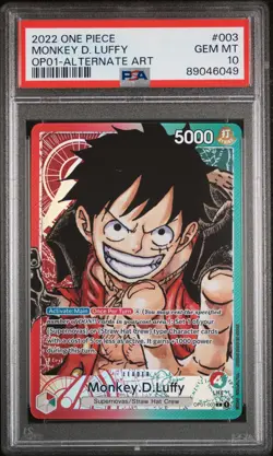 PSA 10 One Piece English 2022 OP01-003 MONKEY D LUFFY Alt Art GEM MINT - Image 1