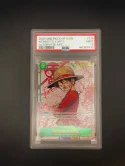 2025 ONE PIECE OP13-CARRYING ON HIS WILL ALTERNATE ART MONKEY D. LUFFY PSA 9 - Image 1