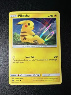 2017 Pokemon Sun and Moon Shining Legends Holo Pikachu Card 28/73 - Image 1
