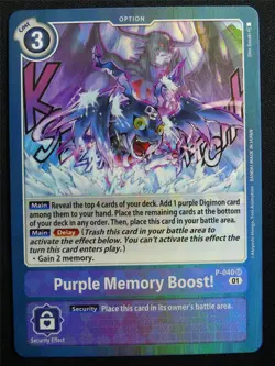 Purple Memory Boost! P-040 SR Foil - Digimon Card #2Z9 - Image 1