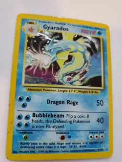 Gyarados Base Set Holo Pokemon Card WOTC Played - Image 1