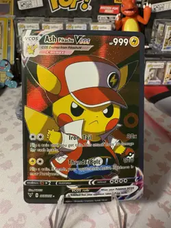 Ash Pikachu VCos Cute Kawaii Fan Art Card - NM - Image 1