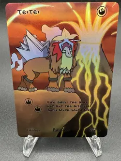 Pokederp Holo Teitei 2/2 Secret Rare - Entei Pokemon Custom Derpy Card - Image 3