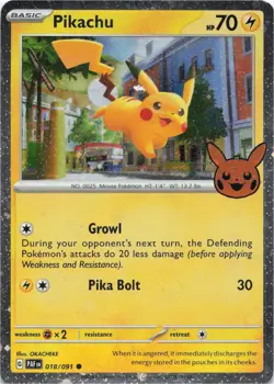 Pokemon Pikachu 018/091 HOLO 2024 Trick or Trade Booster Card - Image 1