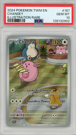 2024 POKEMON TWM EN-TWILIGHT MASQUERADE ILLUSTRATION RARE #187 CHANSEY PSA 10 - Image 1
