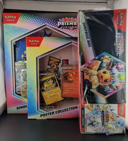 POKEMON PRISMATIC EVOLUTIONS Binder, Poster , Booster Bundle and Surprise LOT - Image 1