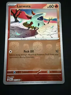 Larvesta 015/086 SV Black Bolt Master Ball Pattern Common Pokemon TCG NM - Image 1