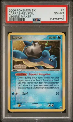 2006 POKEMON EX LEGEND MAKER LAPRAS #8 REVERSE PSA 8 NM #114761703 - Image 1